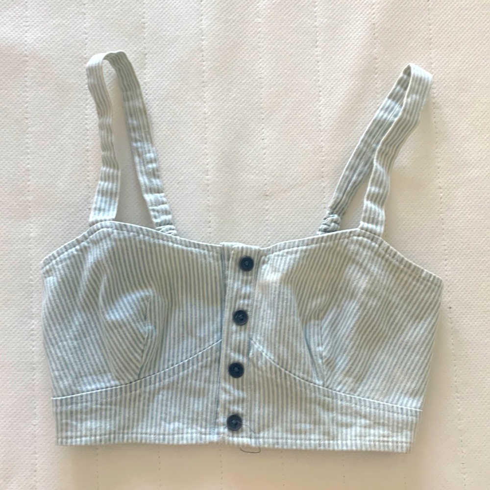 Nollie Pinstripe Denim Crop Top